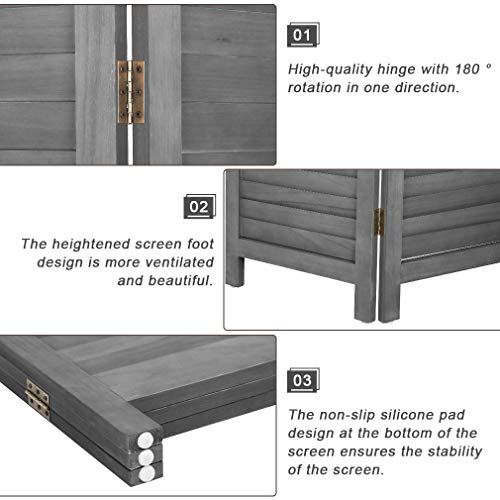 6 Panel Wood Room Divider Freestanding White 5.57 FT S6393