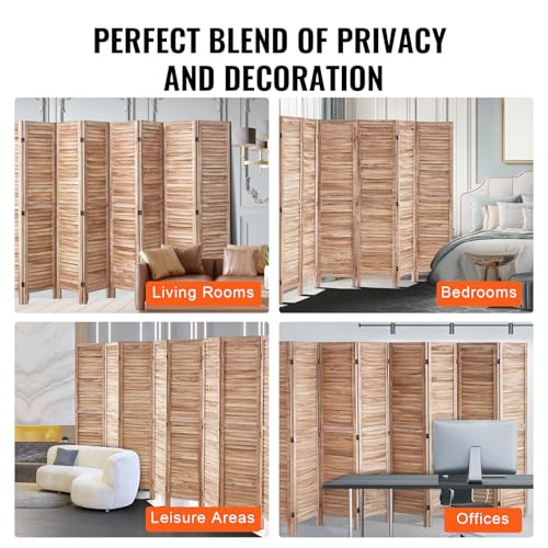 Wood Room Divider, 4 Panel Folding Privacy Screen, 66.9 Inches Tall, Indoor Wooden Partition A907
