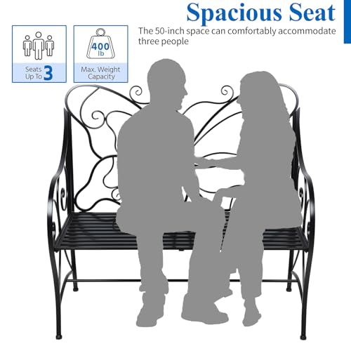 Outdoor Garden Bench Cast Iron with Armrests W9104