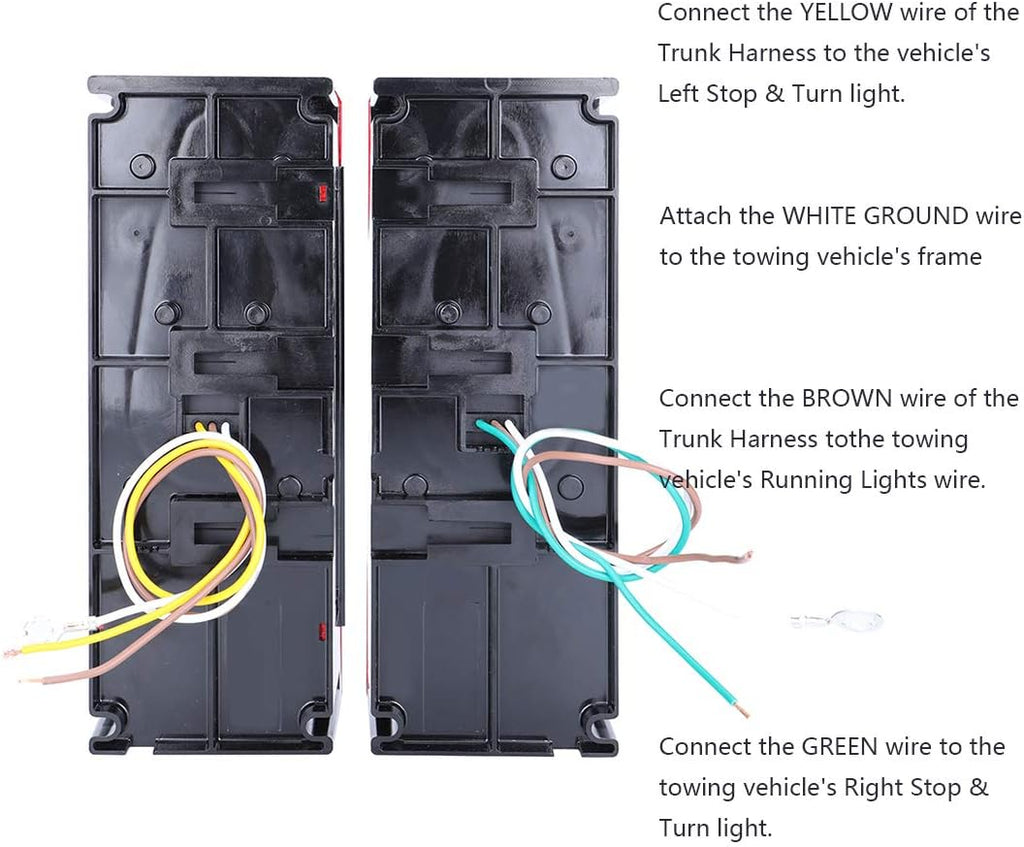 2PCS 12V LED Submersible Rectangular Trailer Lights, Tail Stop Turn Running Lights Kit U685139