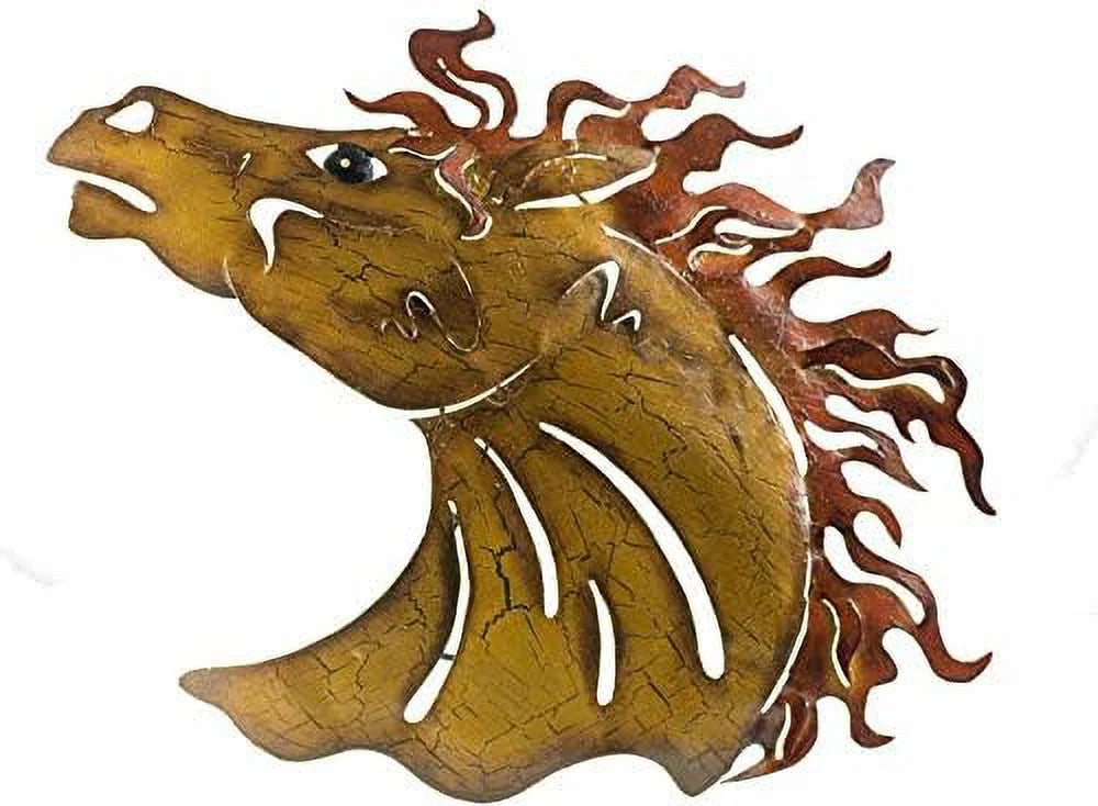 Painted Iron Horse Head Wall Art A359459