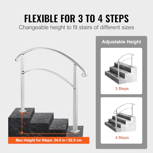 Outdoor Steps Handrail, Adjustable Metal Staircase Railing U1197