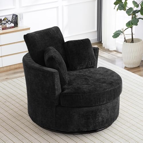 Swivel Barrel Chair with Ottoman for Living Room Bedroom, White W553228