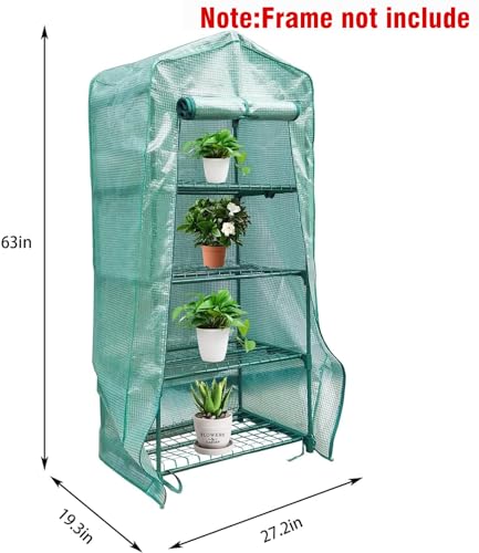 Greenhouse Replacement Cover with Roll-Up Zipper Door for Outdoor Gardening D1780