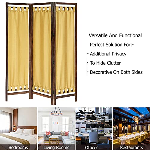 4 Panel Folding Wood Room Divider, Antique Brown, 72 x 80 L396608