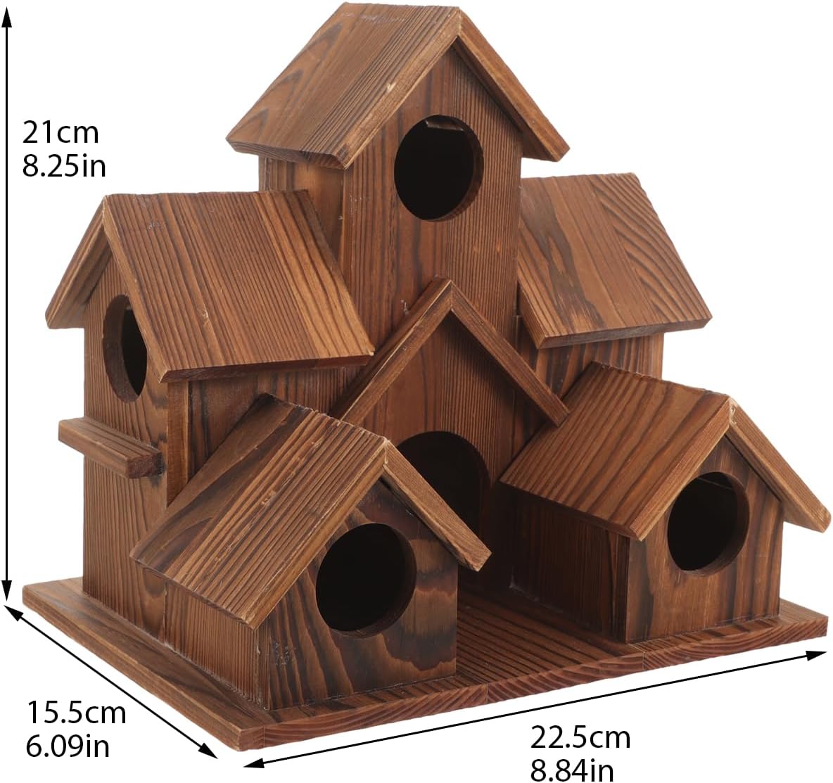 Wooden Bird House 6 Hole Handmade for Outdoor Hanging L2622
