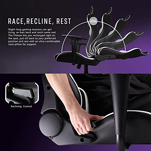 Gaming Chair High Back Ergonomic Racing Desk with Lumbar Support and Headrest, Purple Y569