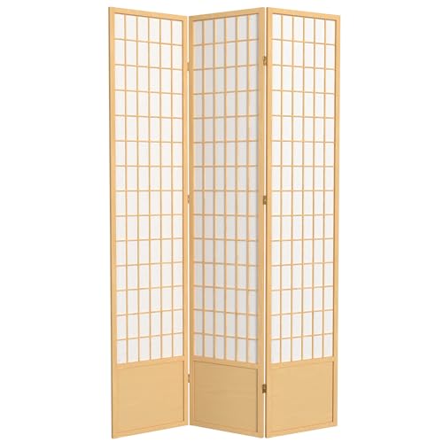 7 ft. Tall Window Pane Shoji Screen Room Divider, 3 Panels T5246