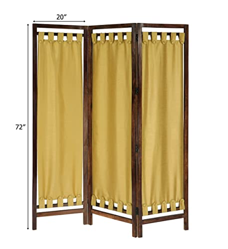 4 Panel Folding Wood Room Divider, Antique Brown, 72 x 80 L396608