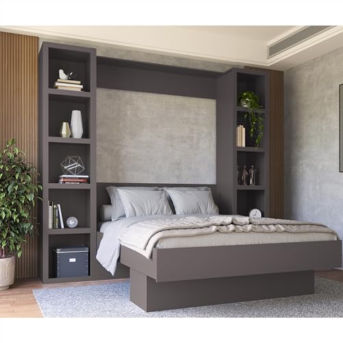 Queen Murphy Wall Bed with Two Bookshelves Y365306