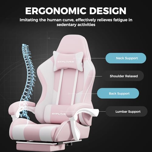 Gaming Chair with Footrest and Lumbar Support, Height Adjustable, 360° Swivel, Blue U7447
