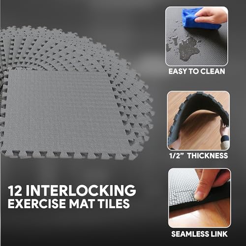 Puzzle Exercise Mat with EVA Foam Interlocking Tiles for MMA, Gymnastics and Home Gym N211438