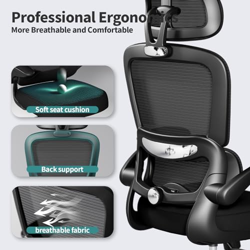 Ergonomic Mesh Office Chair with Wheels, High Back, 330 LBS Capacity C667113