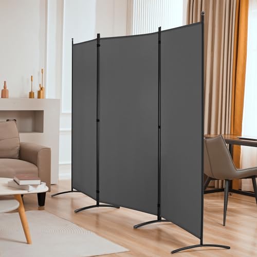 3 Panel Room Divider Folding Partition Privacy Screen, Freestanding Fabric Panel, 102" W x 71" H, Black V153
