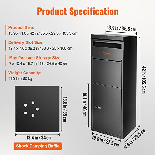 Package Delivery Box for Outside, Galvanized Steel with Coded Lock V5763