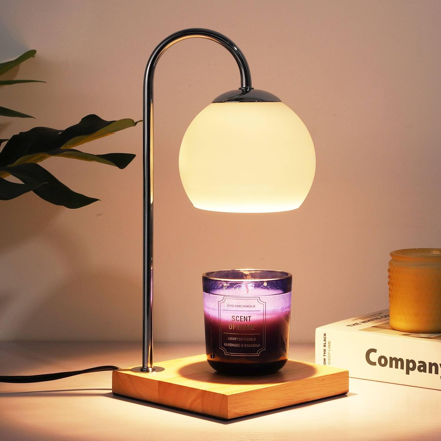 Candle Warmer Lamp with Timer and Glass Lampshade P19885