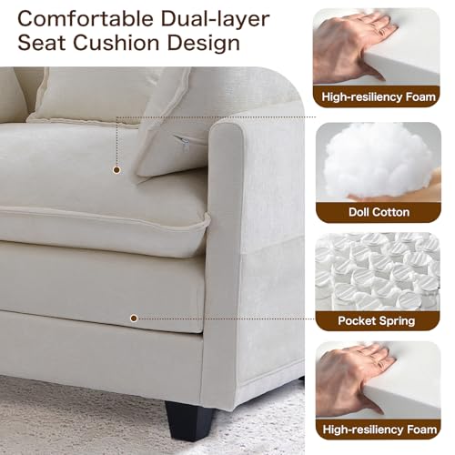 Chenille Lounge Chair with Ottoman, Beige W1064