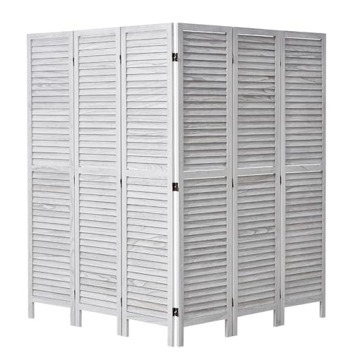 Wood Room Divider, 4 Panel Folding Privacy Screen, 66.9 Inches Tall, Indoor Wooden Partition A907