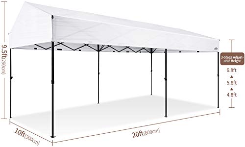 10x20 ft Pop Up Rectangular Canopy with Removable Sidewalls and Carry Bag B839031