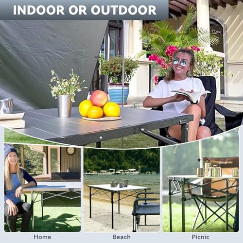 Folding Camping Table Portable Aluminum Roll Up Lightweight for Outdoor Picnic F98743