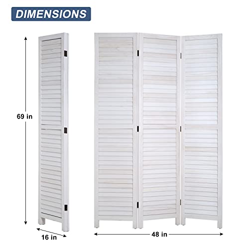 6 Panel Wood Room Divider Freestanding White 5.57 FT S6393