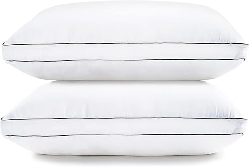 LANE LINEN Bed Pillows King Size Set of 2 (20"x36") - Soft Gusseted Pillow for Back, Stomach or Side Sleepers - Hotel Quality Down Alternative King Pillows 2 Pack - White