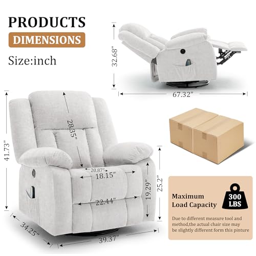 Swivel Glider Recliner Chair with Massage and Heating U85854