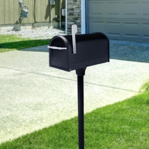 Galvanized Steel Post Mount Mailbox, Black, Medium Capacity D775924