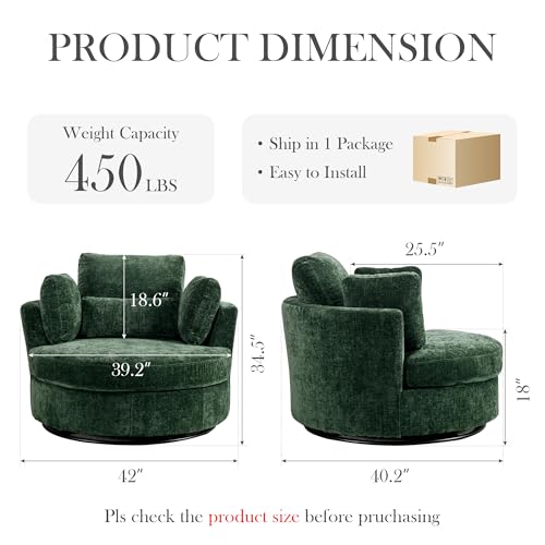 Oversized Swivel Barrel Chair with Ottoman, Chenille, Beige X252712