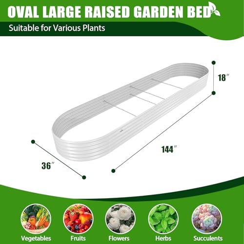 Galvanized Raised Garden Bed Oval Metal Planter Box for Vegetables Flowers A9593