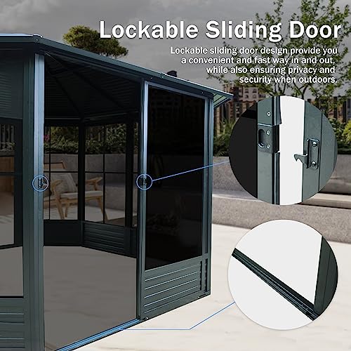 10 x 10 ft Hardtop Gazebo with Netting and Curtains, Galvanized Steel Roof for Patio and Garden X50618