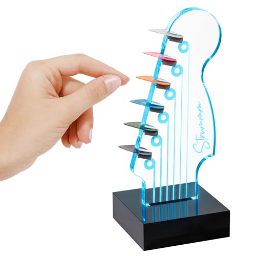 Light Up Guitar Pick Holder – 7-Color Changing LED Pick Storage Display & Night Light – USB Powered Novelty Room Decor, Holds 6 Picks – Cool Guitar Gift for Men, Musicians & Guitarists