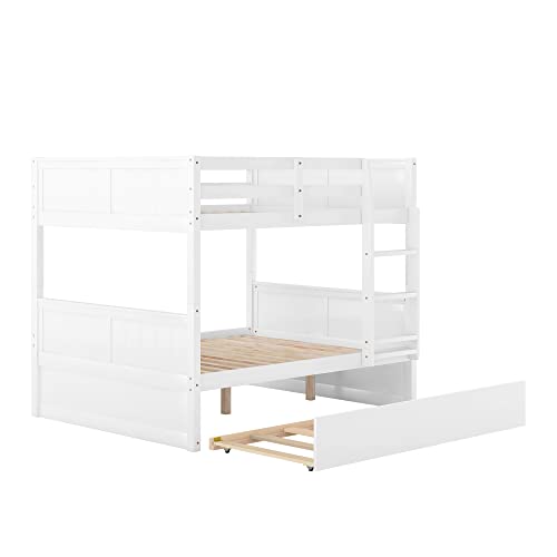 Twin Over Full Bunk Bed with Slide and Stairs for Kids E212