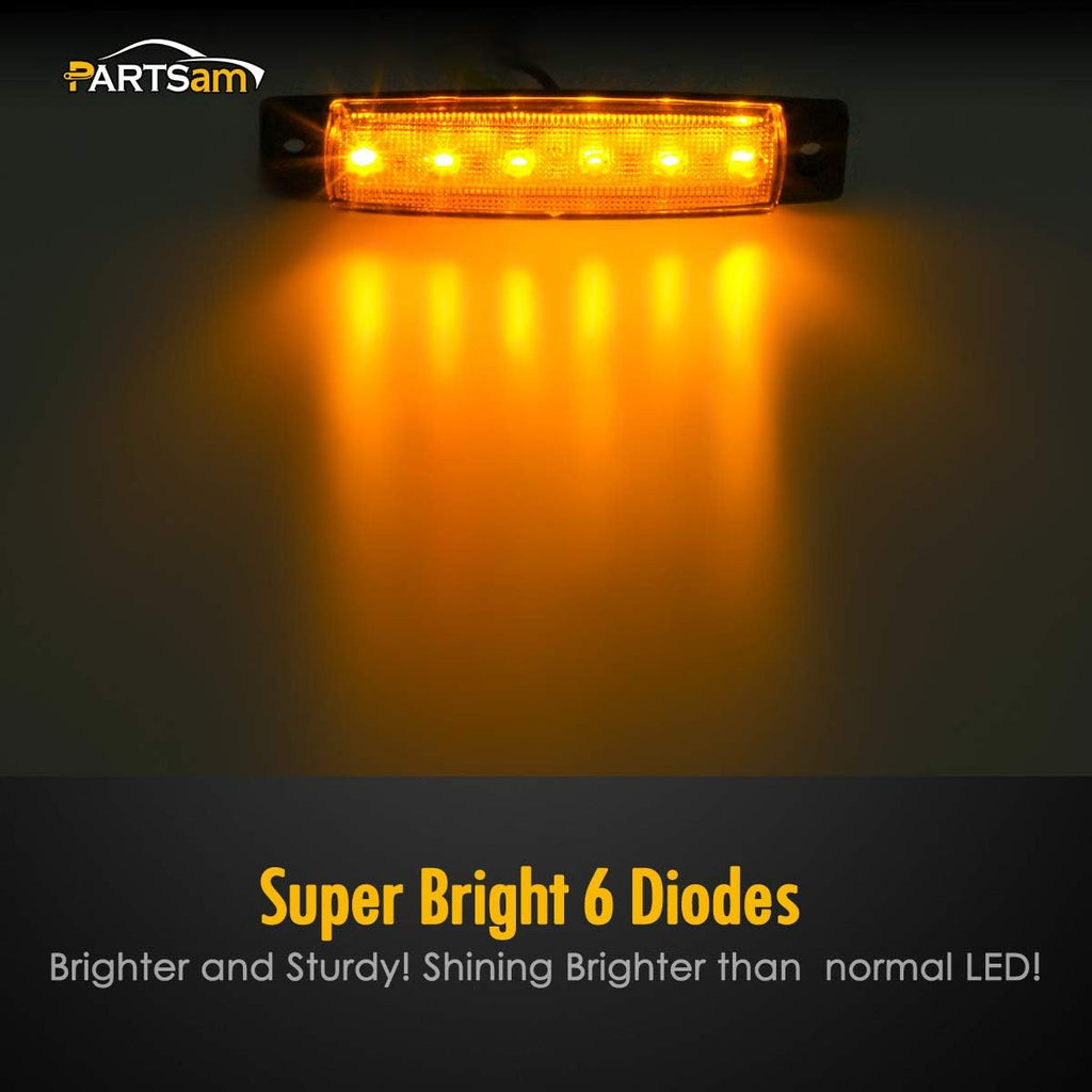 20Pcs Thin 3.8" 6 LED Amber Clearance Lights for Trucks Trailers J3891
