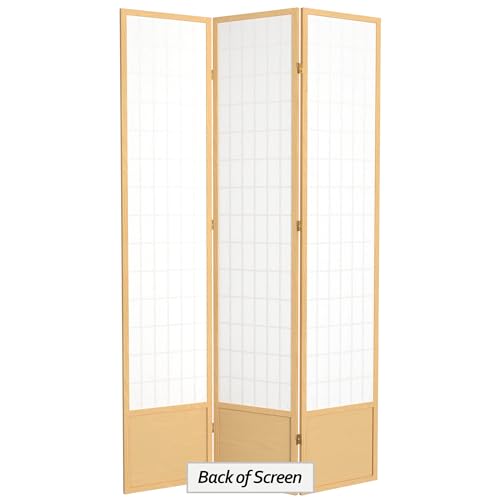 7 ft. Tall Window Pane Shoji Screen Room Divider, 3 Panels T5246