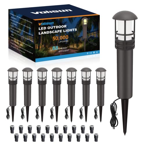VOLISUN Outdoor LED Landscape Lighting,12-Pack 3W 12V Low Voltage Pathway Lights,Outdoor Waterproof Garden Lights,Aluminum Housing ETL Listed,CRI 90+,5000K Cool White for Driveway Sidewalk