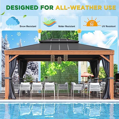 12x20 Hardtop Gazebo Double Roof Galvanized Steel Outdoor Aluminum Frame with Netting and Curtains M3306