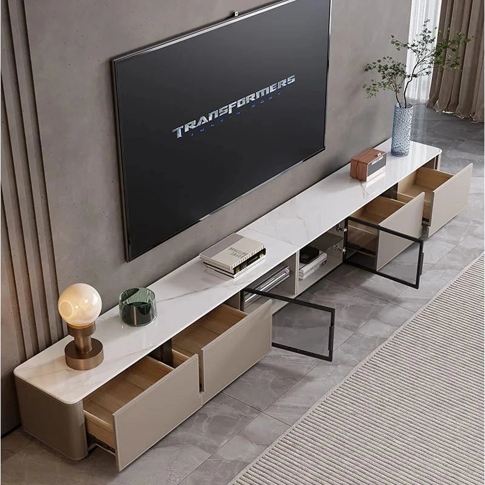 Mid Century TV Stand with Drawers for Living Room O93181