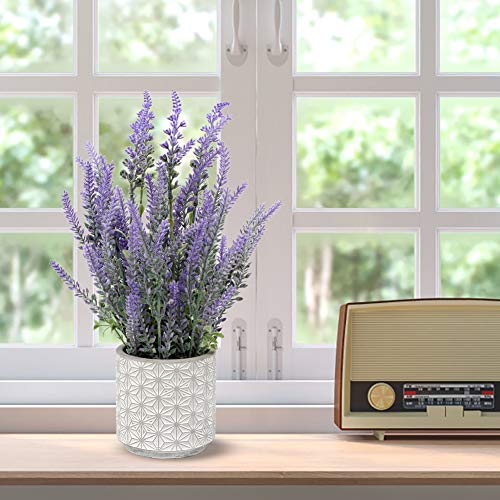 Artificial Lavender Plant in Cement Pot for Home Table Decor J719780