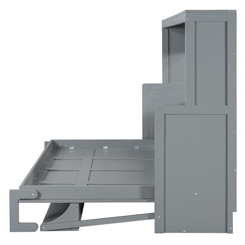 Queen Size Murphy Bed with Cabinet and LED Lights P178570