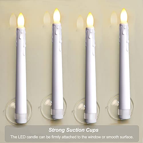 Flameless Flickering Taper Candles with Remote and Timer, 8 Inch, Ivory O49493