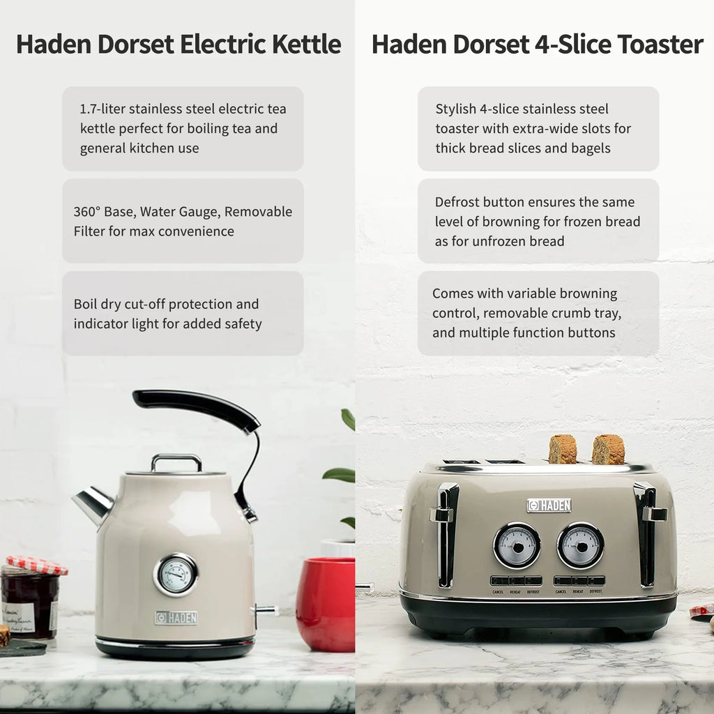 Stainless Steel Electric Kettle with 4 Slice Toaster T3474