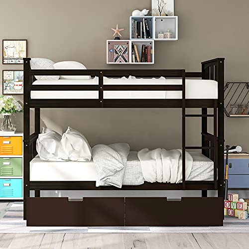 Twin Over Full Bunk Bed with Slide and Stairs for Kids E212