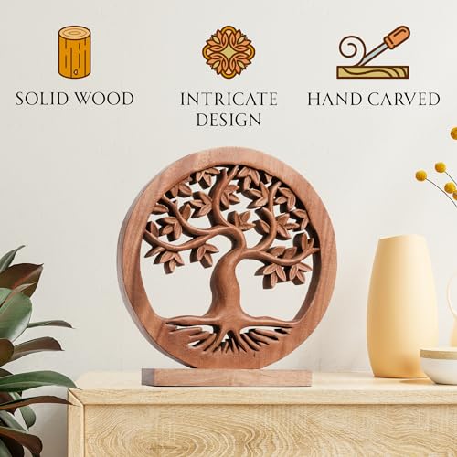Handcrafted Solid Wood Tree of Life Sculpture for Home Decor J691686
