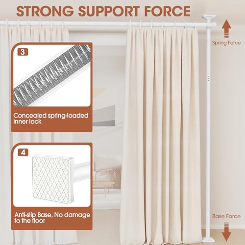 Room Divider Curtain Rod, No Drilling, Adjustable 4-10ft Height, Black W79312