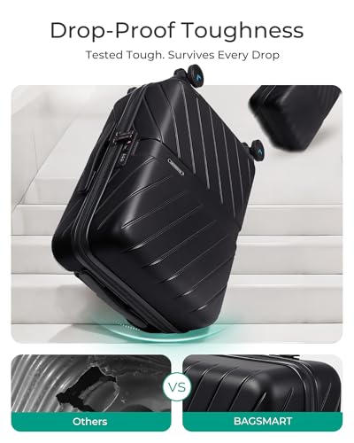 Carry On Luggage 22x14x9 with TSA Lock, Hardside Spinner Suitcase 20 inch Black P3277