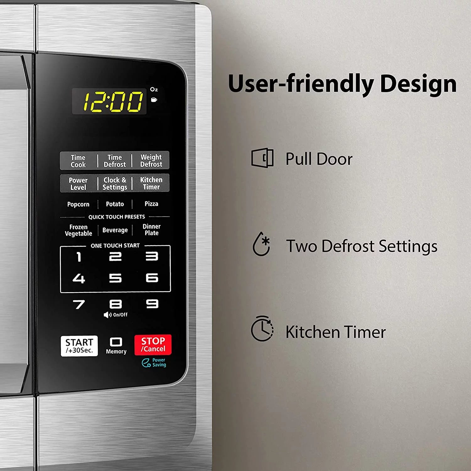 Microwave Oven 0.9 cu ft Stainless Steel with Eco Mode and LED Lighting A805