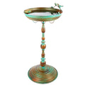 27 Inch Tall Pedestal Bird Bath, 3'' Deep Vintage Bird Bath Bowl with Butterfly Pattern Metal Birdbath & Feeder Combo for Garden,Yard Decor