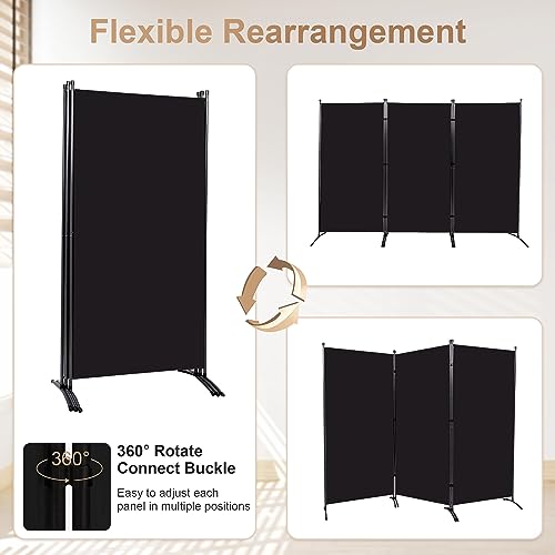 4 Panel Folding Room Divider Privacy Screen with Steel Frame P539789