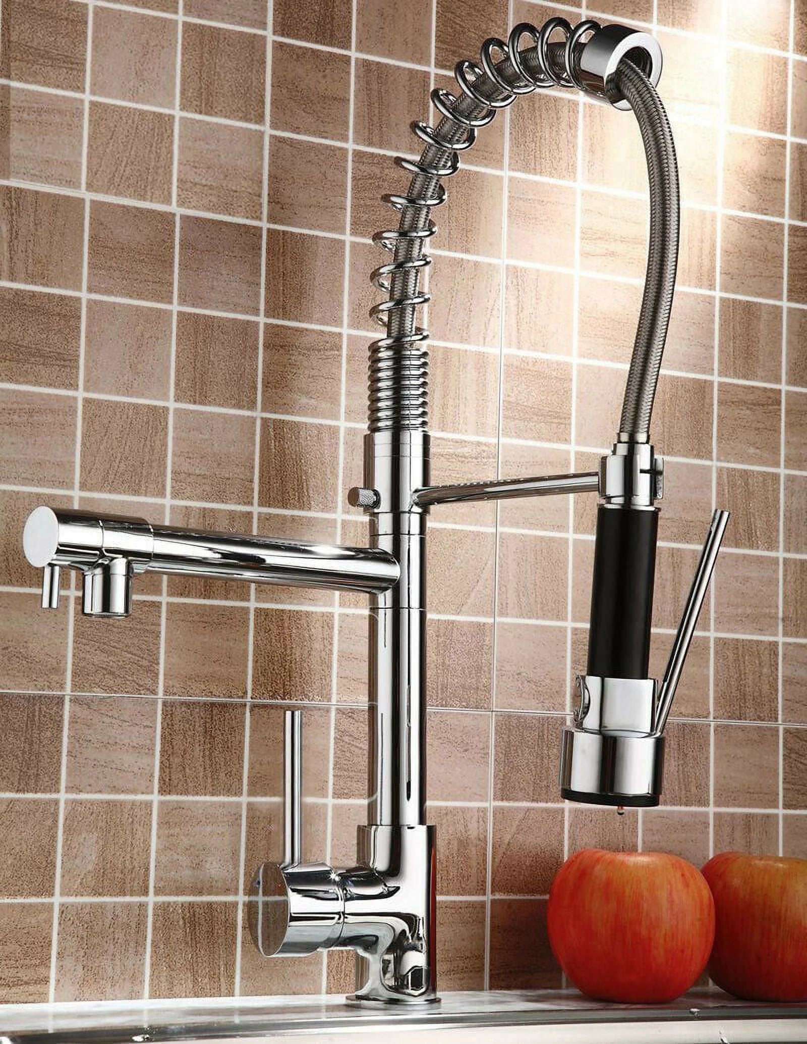 Commercial Kitchen Faucet with Pull Down Sprayer, Brushed Nickel B920068